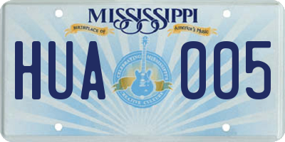 MS license plate HUA005