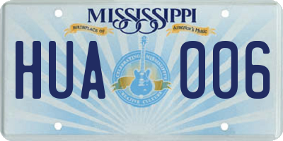 MS license plate HUA006