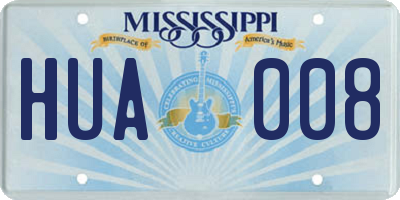 MS license plate HUA008