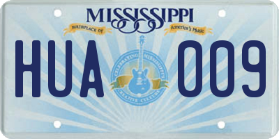 MS license plate HUA009