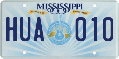 MS license plate HUA010