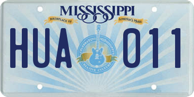 MS license plate HUA011