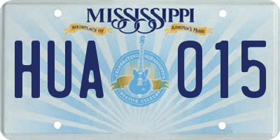 MS license plate HUA015