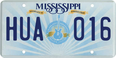 MS license plate HUA016