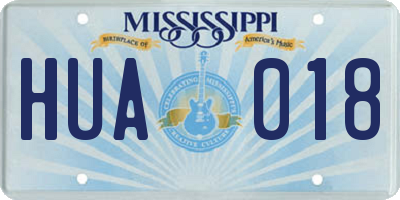 MS license plate HUA018