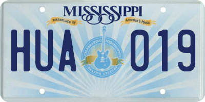 MS license plate HUA019