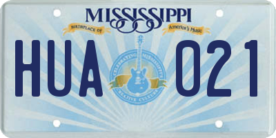 MS license plate HUA021