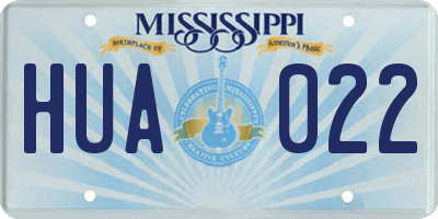 MS license plate HUA022