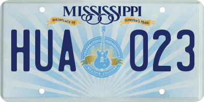 MS license plate HUA023