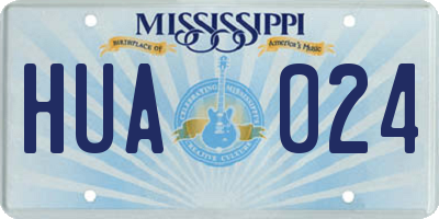 MS license plate HUA024