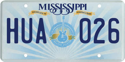 MS license plate HUA026