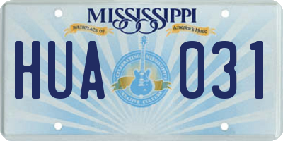 MS license plate HUA031
