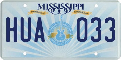 MS license plate HUA033