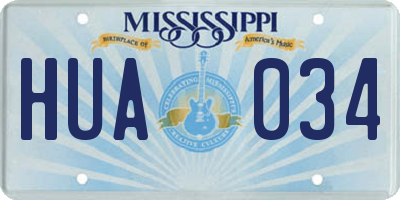 MS license plate HUA034