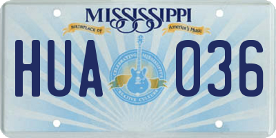 MS license plate HUA036