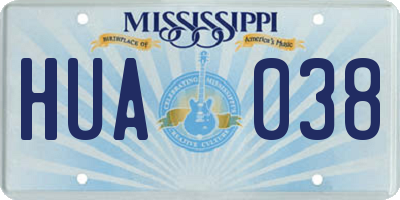MS license plate HUA038