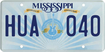 MS license plate HUA040