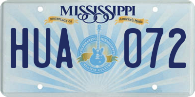 MS license plate HUA072