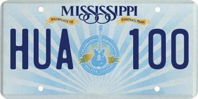 MS license plate HUA100