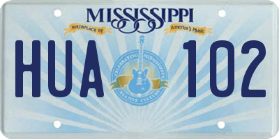 MS license plate HUA102