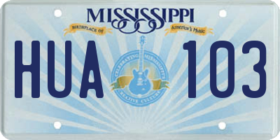 MS license plate HUA103