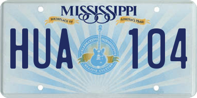 MS license plate HUA104