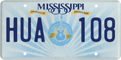 MS license plate HUA108
