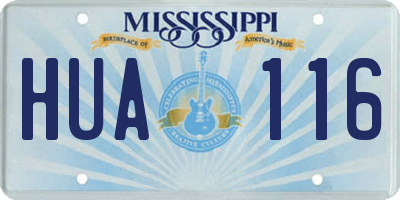 MS license plate HUA116