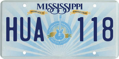 MS license plate HUA118
