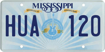 MS license plate HUA120