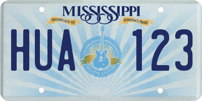 MS license plate HUA123