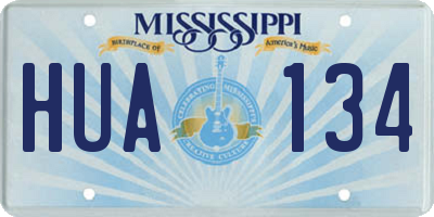 MS license plate HUA134