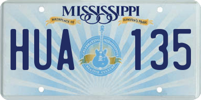 MS license plate HUA135