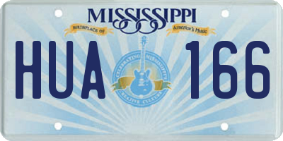 MS license plate HUA166
