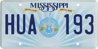 MS license plate HUA193