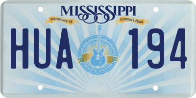 MS license plate HUA194