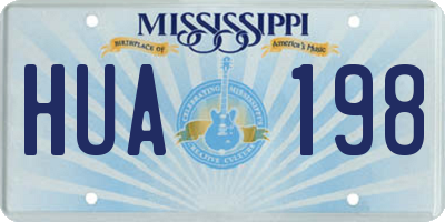 MS license plate HUA198
