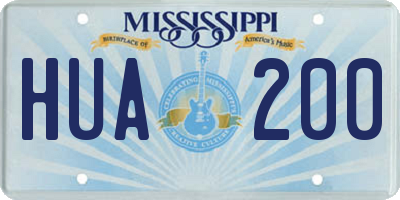 MS license plate HUA200