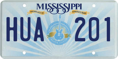 MS license plate HUA201