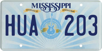 MS license plate HUA203