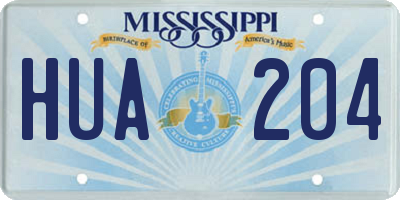 MS license plate HUA204