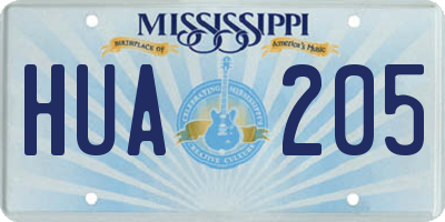 MS license plate HUA205