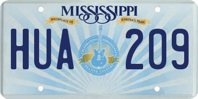 MS license plate HUA209