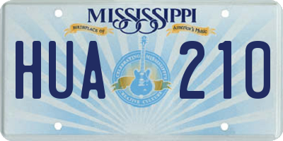 MS license plate HUA210