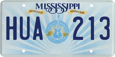 MS license plate HUA213