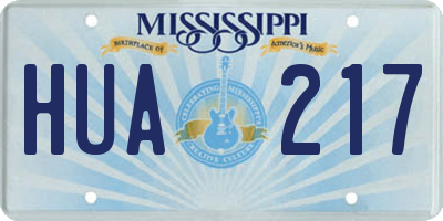 MS license plate HUA217