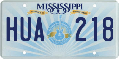 MS license plate HUA218