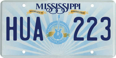 MS license plate HUA223