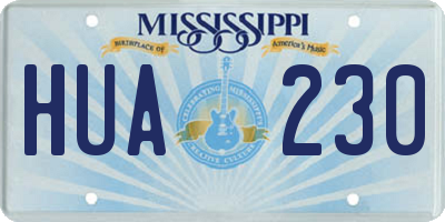 MS license plate HUA230