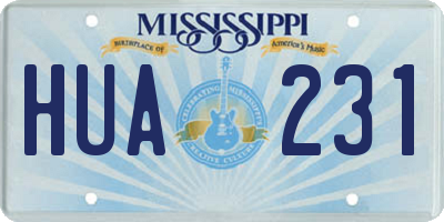 MS license plate HUA231